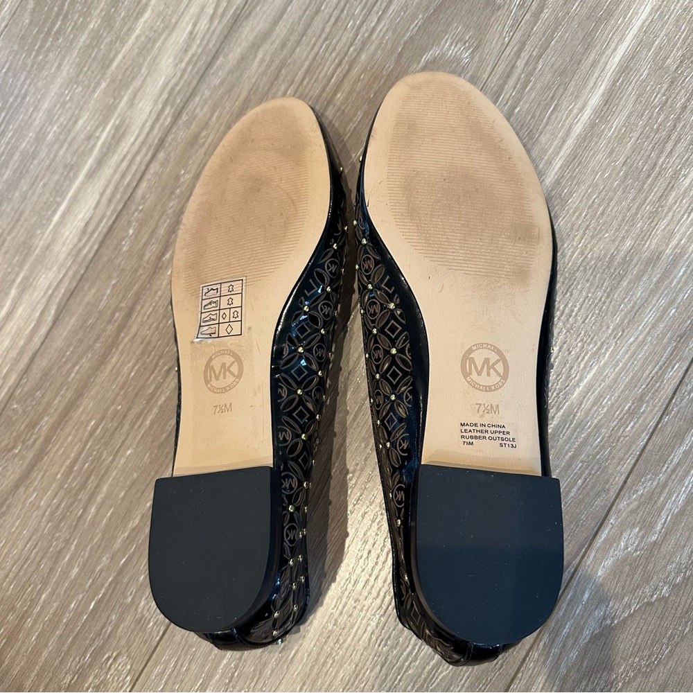 Michael Kors black and gold studded patent leather perforated loafers - Picture 8 of 8